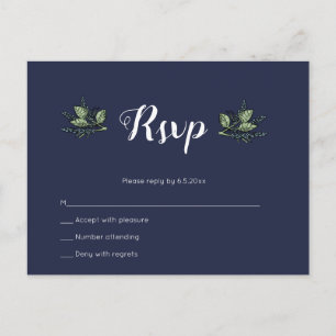 Hochzeitskarten für Navy mit Blumen Postkarte