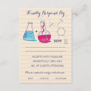 Hochzeitskarten für rosa und blaue Chemie RSVP Karte