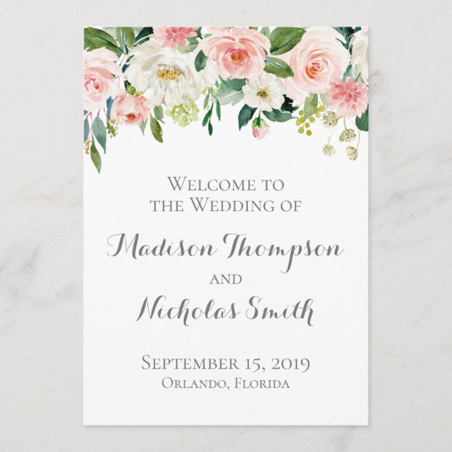 Hochzeitskarten für Rosa und Weiße Blume Programm (Vorderseite)