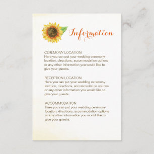 Hochzeitskarten für Sonnenblumen Begleitkarte