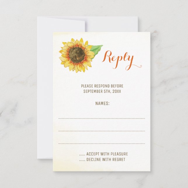 Hochzeitskarten für Sonnenblumen RSVP Karte (Vorderseite)