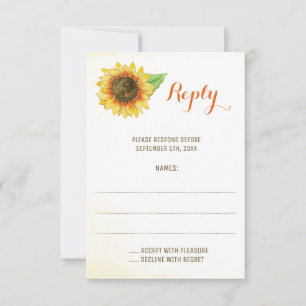 Hochzeitskarten für Sonnenblumen RSVP Karte