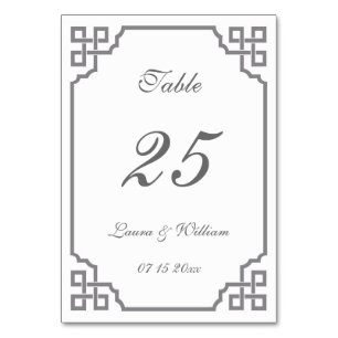 Hochzeitskarten für Tischnummer   grau Vintag