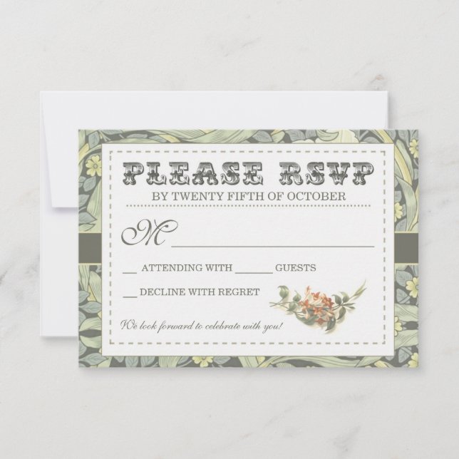 Hochzeitskarten für Vintage Blumenkarten RSVP Karte (Vorderseite)