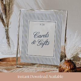 Hochzeitskarten & Geschenke Schild in Navy und Cre