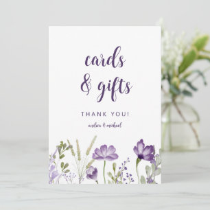 Hochzeitskarten & Geschenke Schild lila Blumendesi Einladung