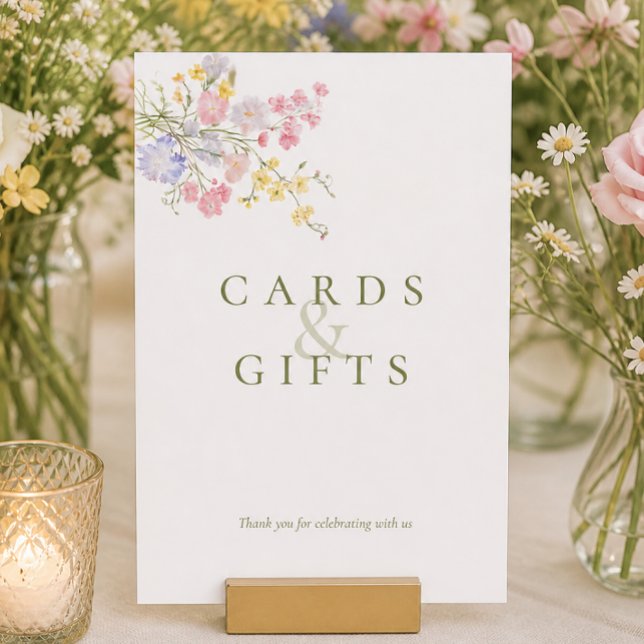 Hochzeitskarten Geschenke Wildblumen Tischschilder (Wildflowers Favors Wedding Tabletop Sign)