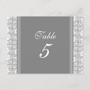 Hochzeitskarten Grau Damask Tischnummer