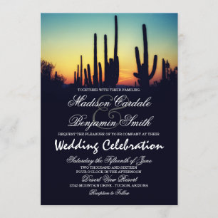 Hochzeitskarten mit Arizona Saguaro Kaktus Sonnenu Einladung