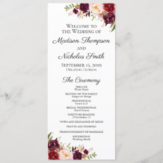 Hochzeitskarten mit Marsala & Pink-Blume Programm