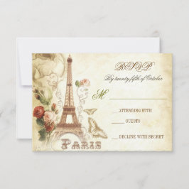 Hochzeitskarten mit Vintagem Shabby-RSVP - PARIS F RSVP Karte