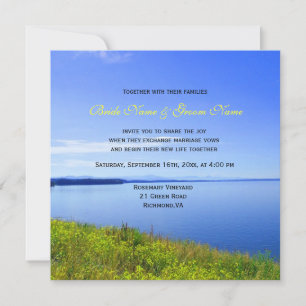 Hochzeitskarten mit Wildblumen und See Einladung