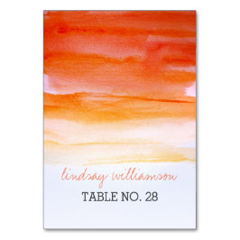 Hochzeitskarten Orange - Korallenwasserfarben Tischnummer