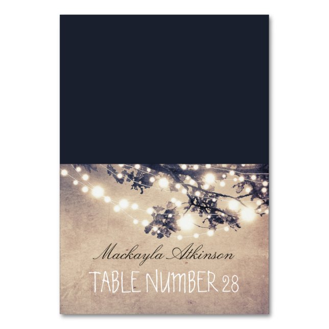 Hochzeitskarten-Stringbeleuchtung Zweige Tischnummer (Vorderseite)