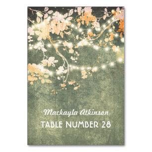 Hochzeitskarten-Stringbeleuchtung Zweige Tischnummer