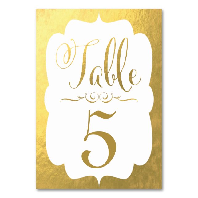 Hochzeitskarten Tischnummer Gold Foil Personalisie (Vorderseite)