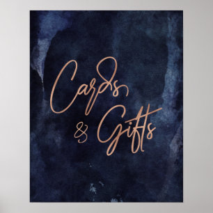 Hochzeitskarten und Geschenke für Navy Blue & Rose Poster