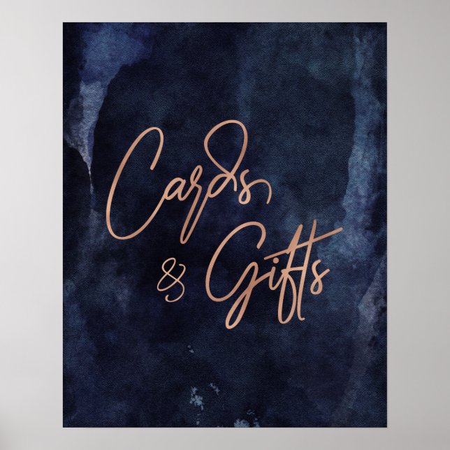 Hochzeitskarten und Geschenke für Navy Blue & Rose Poster (Vorne)