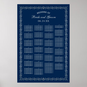 Hochzeitskartentabelle   Marine und Silver Poster