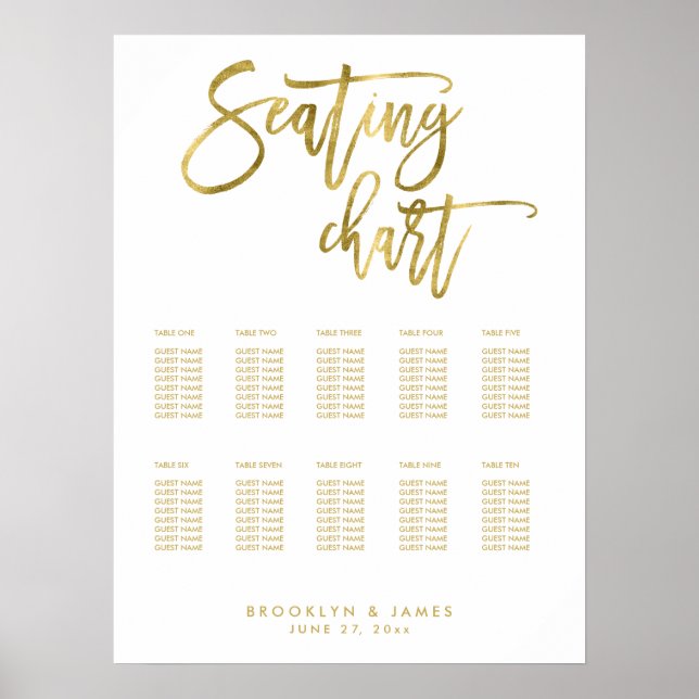 Hochzeitskartentabelle mit Gold Foil Effekt 18x24 Poster (Vorne)