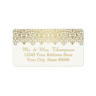 Hochzeitskassette Vintag Golden Lace Elegant Adressaufkleber