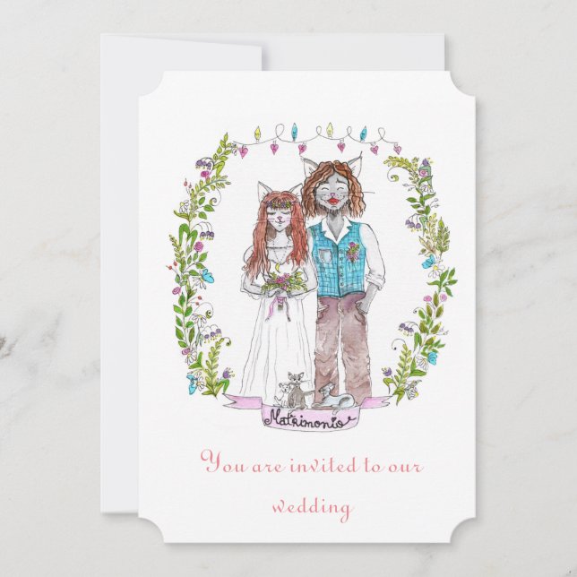 Hochzeitskatzendesign Einladung (Vorderseite)