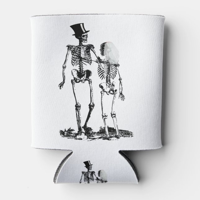 Hochzeitskelett Vintage Image in Schwarz Dosenkühler (Vorderseite)