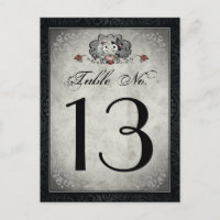 Hochzeitskelette Schwarzes Grau & Herz Tischnummer
