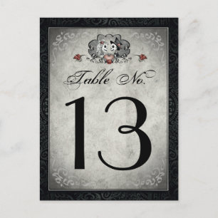 Hochzeitskelette Schwarzes Grau & Herz Tischnummer