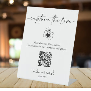 Hochzeitskennzeichen des Liebe-Fotos QR-Code-Zeich Sockelschild