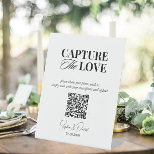 Hochzeitskennzeichen des Liebe-Fotos QR-Code-Zeich Sockelschild