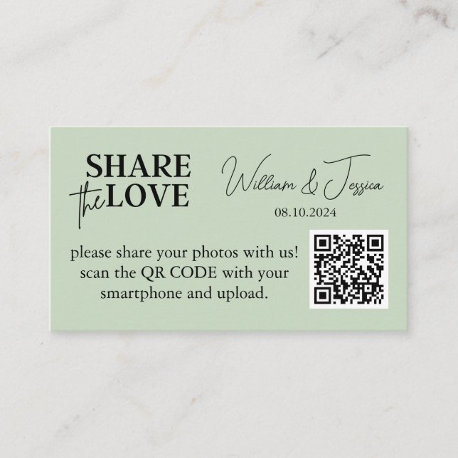 Hochzeitskennzeichen für Foto mit QR-Code Begleitkarte (Vorderseite)
