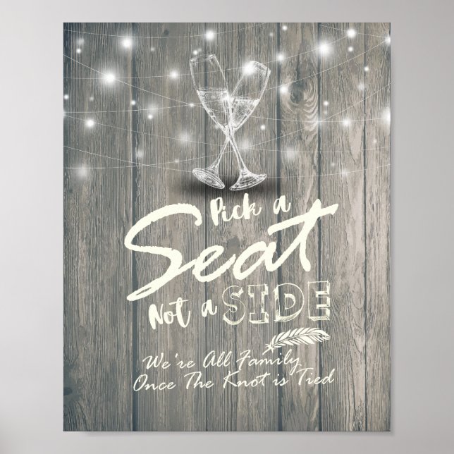 Hochzeitskick als Sitzplatt, keine Sektbrille Poster (Vorne)