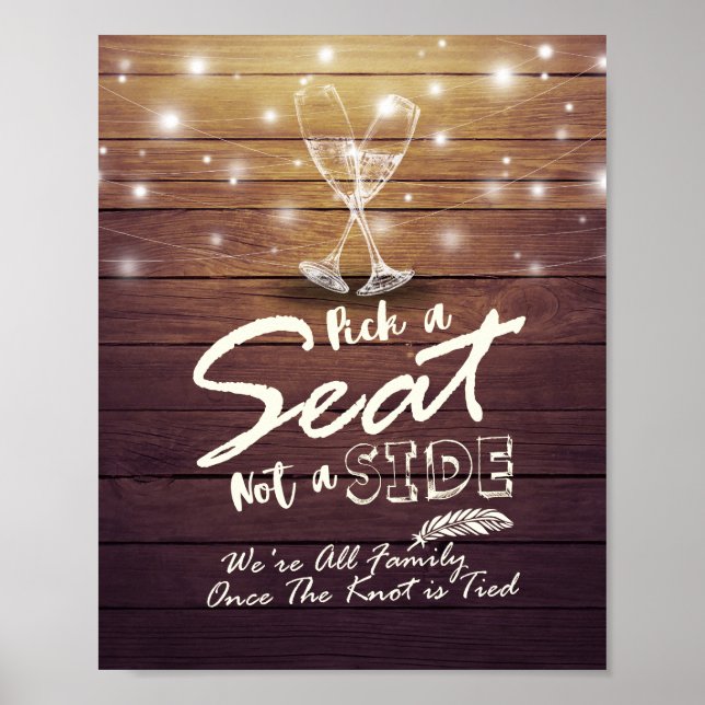 Hochzeitskick als Sitzplatt, keine Sektbrille Poster (Vorne)