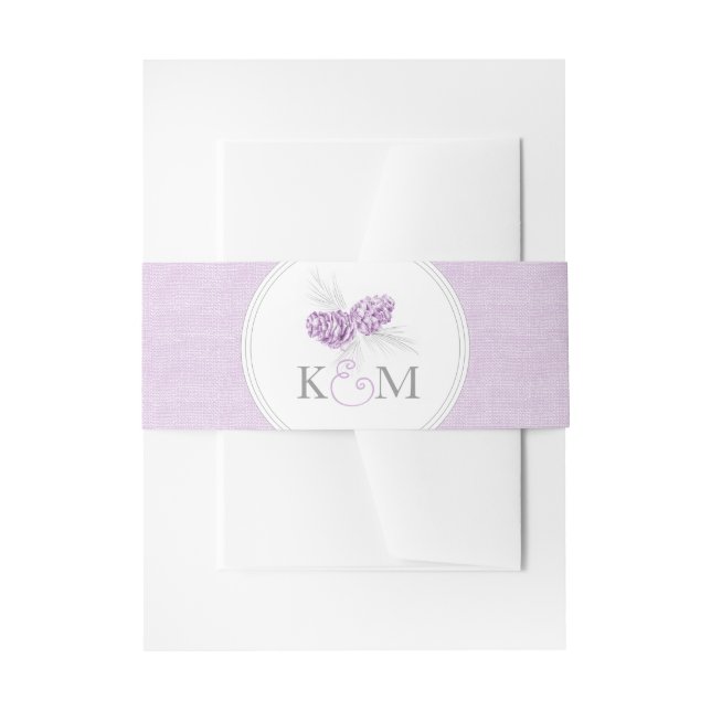 Hochzeitskiefer Leinwand lila Bauchband Einladungsbanderole (Vorderseite Beispiel)
