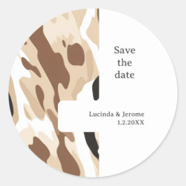 Hochzeitskittel Save the Date drucken Runder Aufkleber