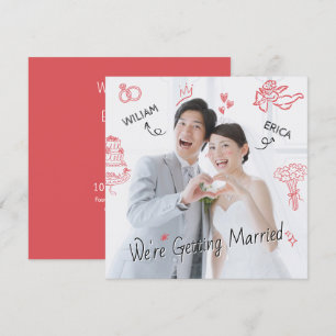 Hochzeitsklammer Foto handgezeichnete Skizze Spaß Einladung
