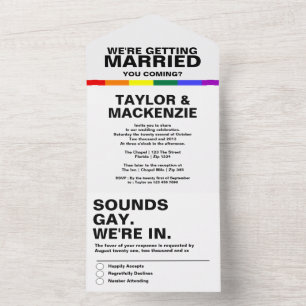 Hochzeitsklänge Gay Spaß Regenbogen Stolz All In One Einladung