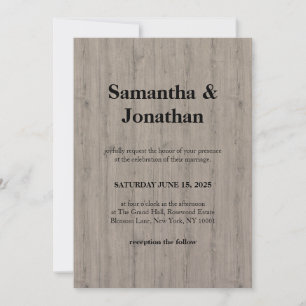Hochzeitsklassiker Rustikaler Holzplanken-Stil Einladung