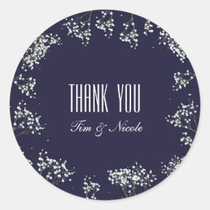 Hochzeitskleber für Gipskraut und Blues Runder Aufkleber