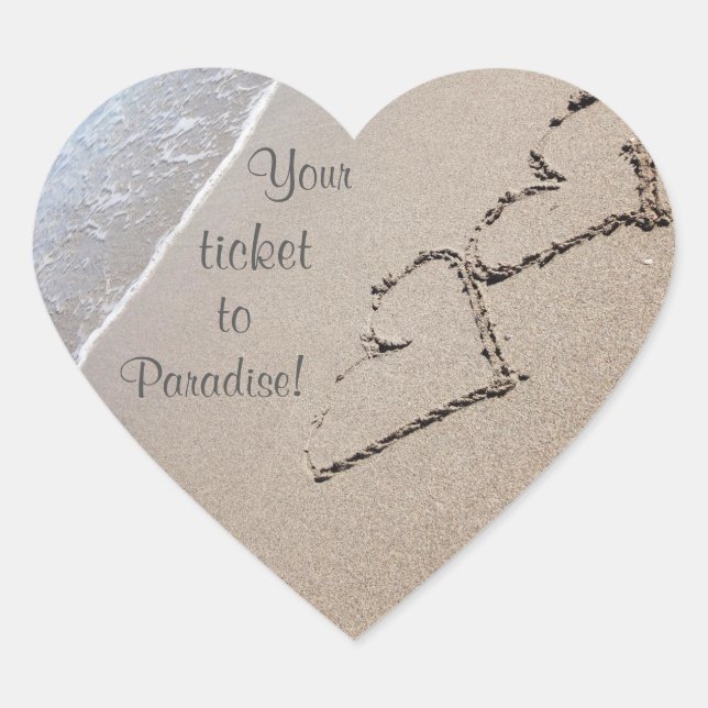 Hochzeitskleber für Siegel Umschlag - Herz in Sand Herz-Aufkleber (Vorderseite)