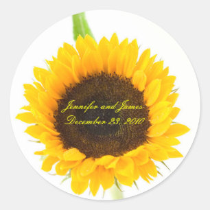 Hochzeitskleber für Sonnenblumen Runder Aufkleber