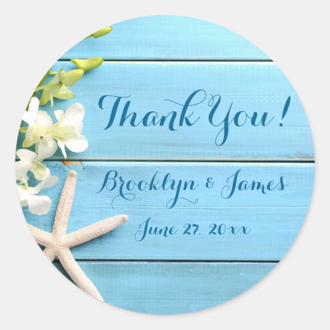 Hochzeitskleber mit Orchideen Runder Aufkleber (Vorderseite)