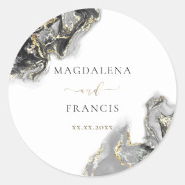 Hochzeitskleber mit schwarzer Goldfarbe Runder Aufkleber