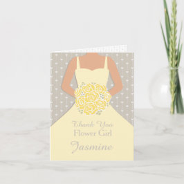 Hochzeitskleid Blume Mädchen Gelb Dankeschön Karte