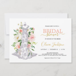 Hochzeitskleid Brautdusche Einladung