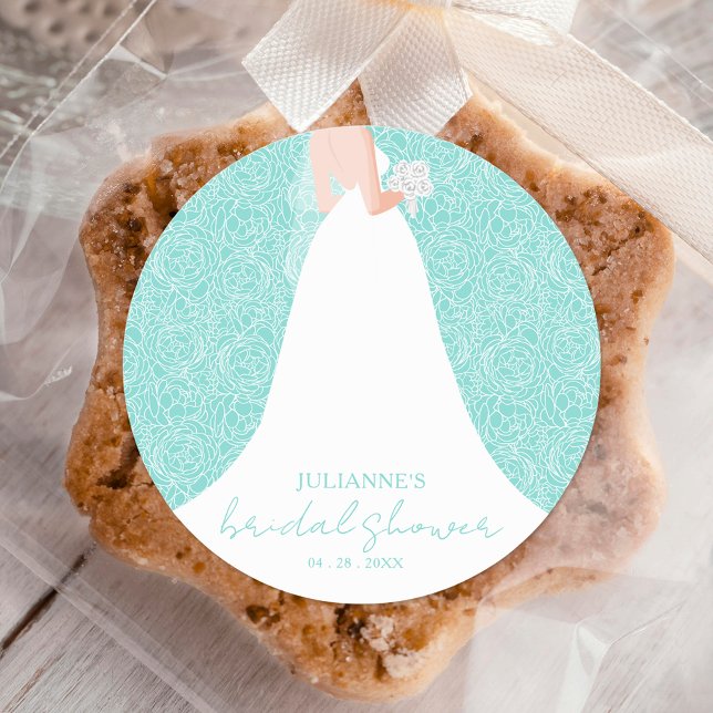 Hochzeitskleid-Brautparty Runder Aufkleber (Von Creator hochgeladen)