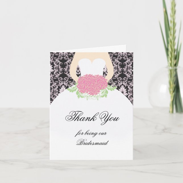 Hochzeitskleid, Damast, Blume Hochzeit Danke (Vorderseite)