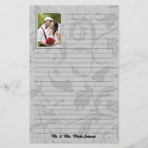 Hochzeitskleid Foto Taupe Damask Hochzeitsgeflecht Briefpapier