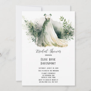 Hochzeitskleid Grüne Wasserfarbe Brautparty Einladung